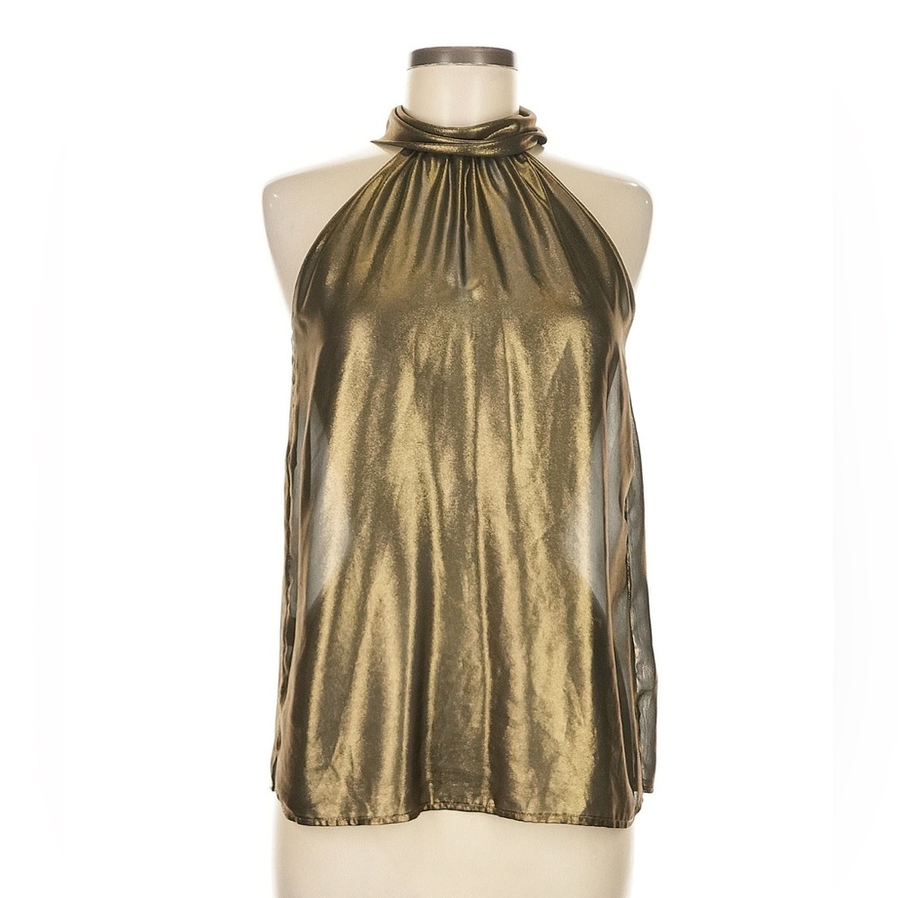 Worth New York Sheer Olive Green Top